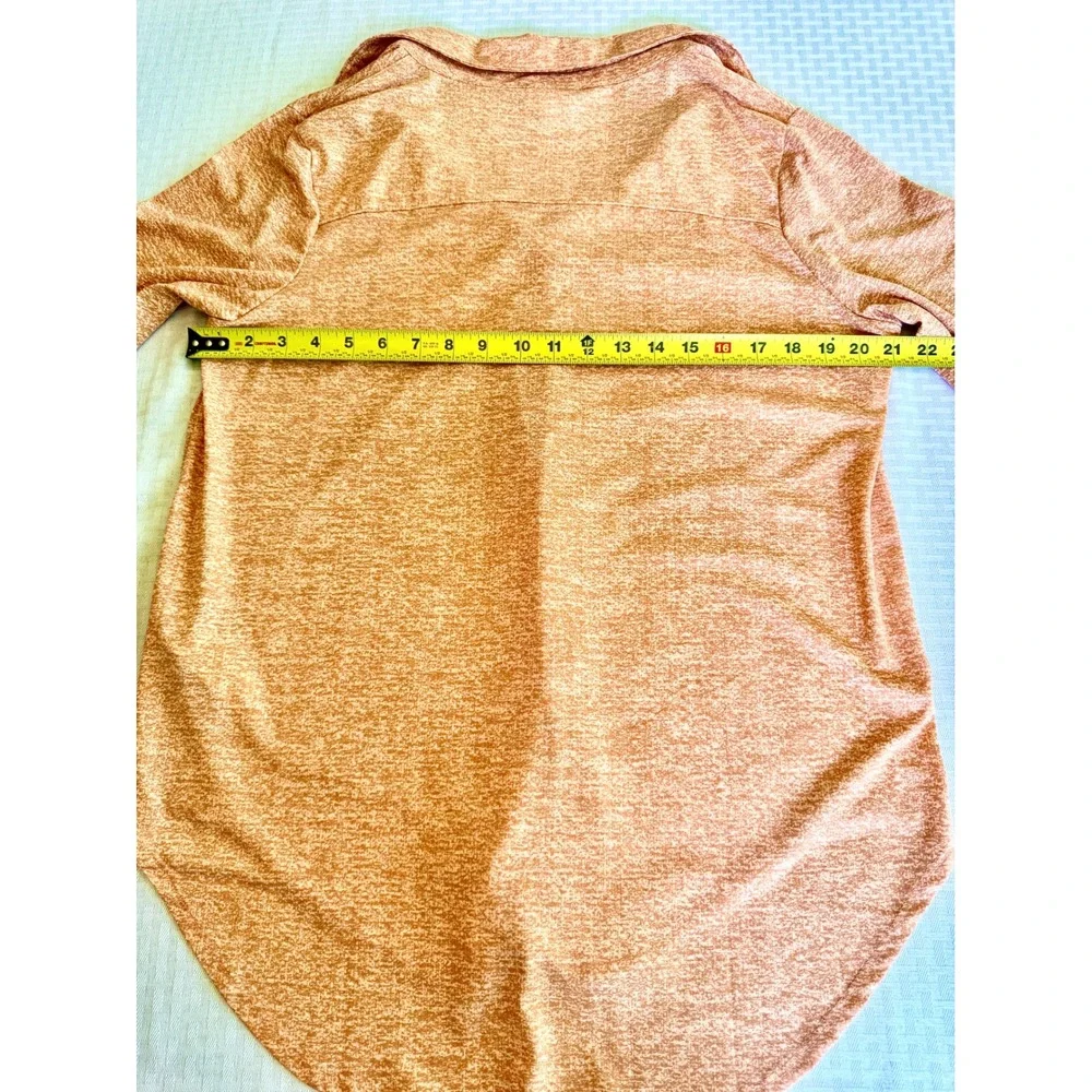 LuLaRoe Valentina Top Orange White Space Dye Button Down Tunic Large NEW